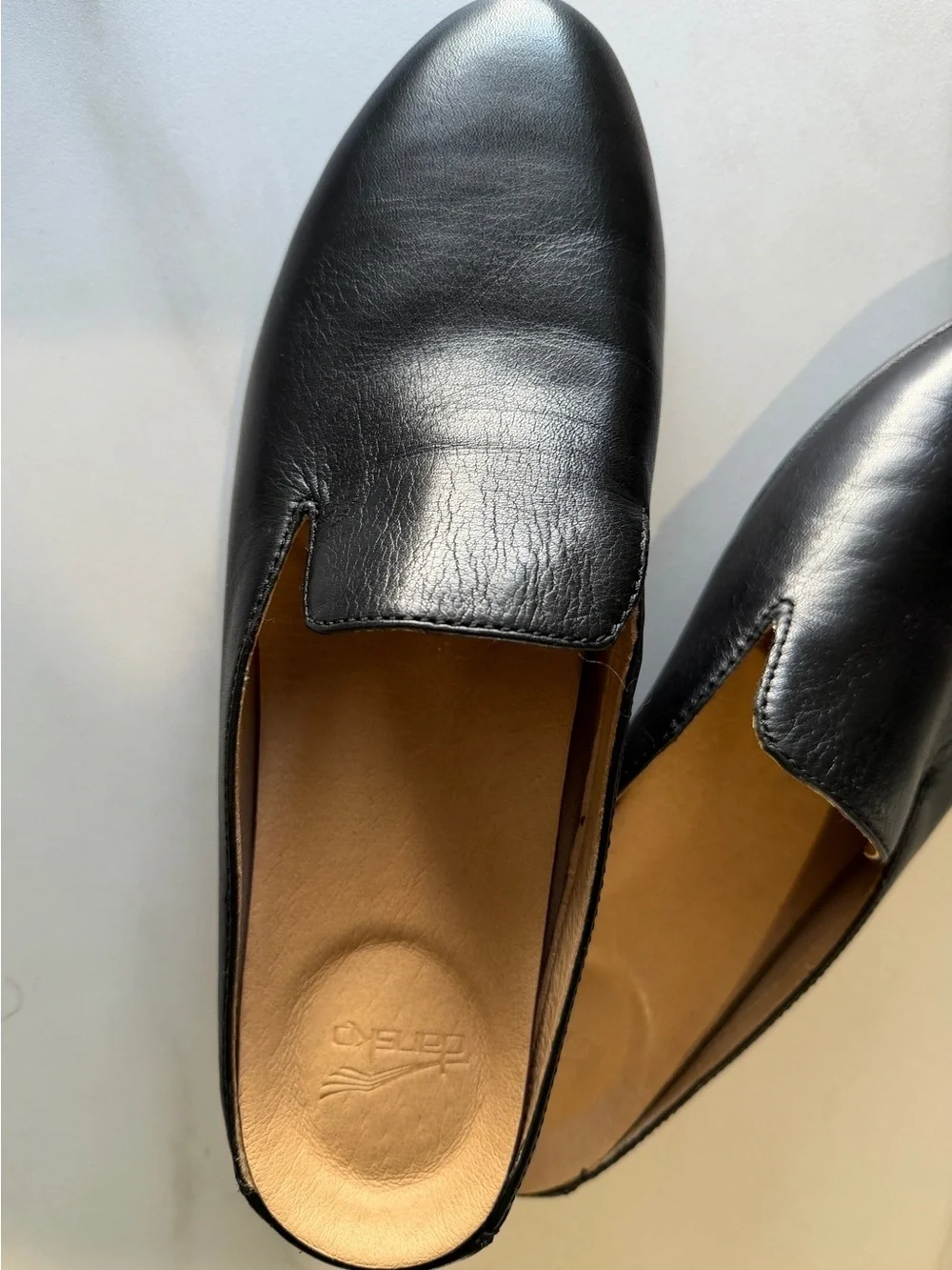 Dansko Black Leather Slip-On Clog